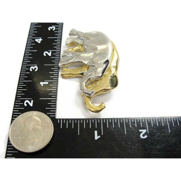 Lauren Conrad Silver And Gold Elephants Brooch Pin Marked LC - Picture 4 of 10